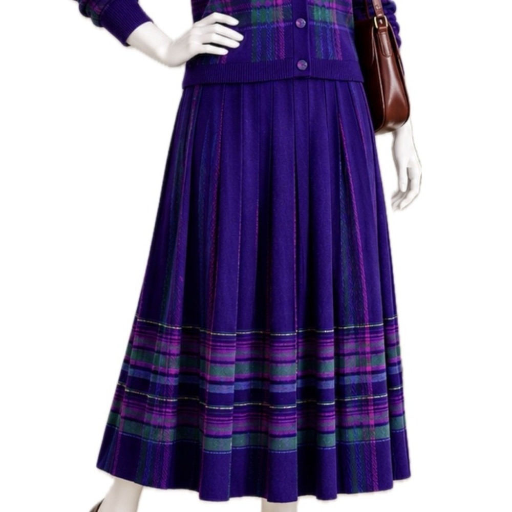 PENDLETON Vintage USA 100% Virgin Wool Pleated Tartan Plaid Midi Skirt | Sz 16